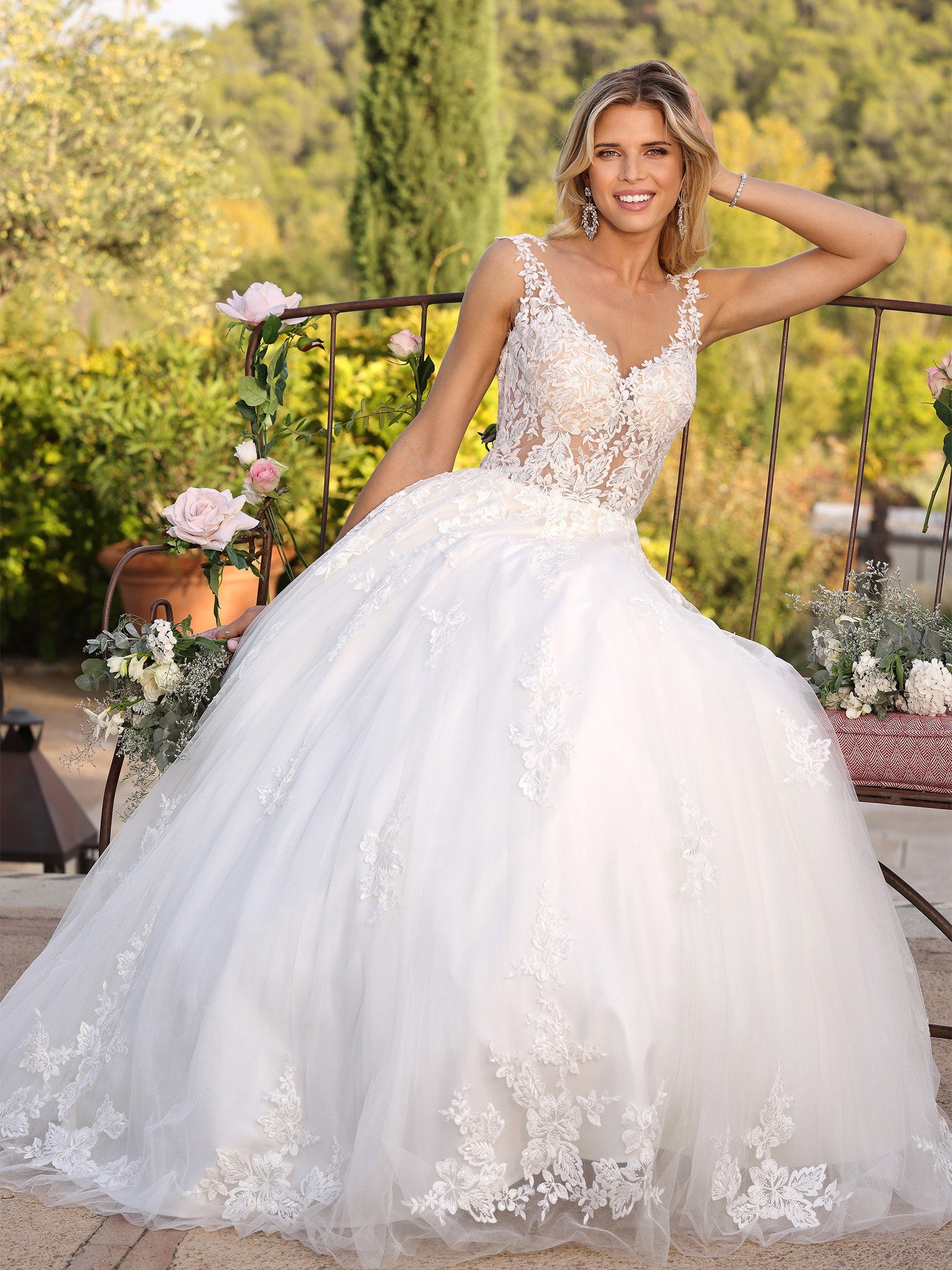 A line clearance cut wedding dress